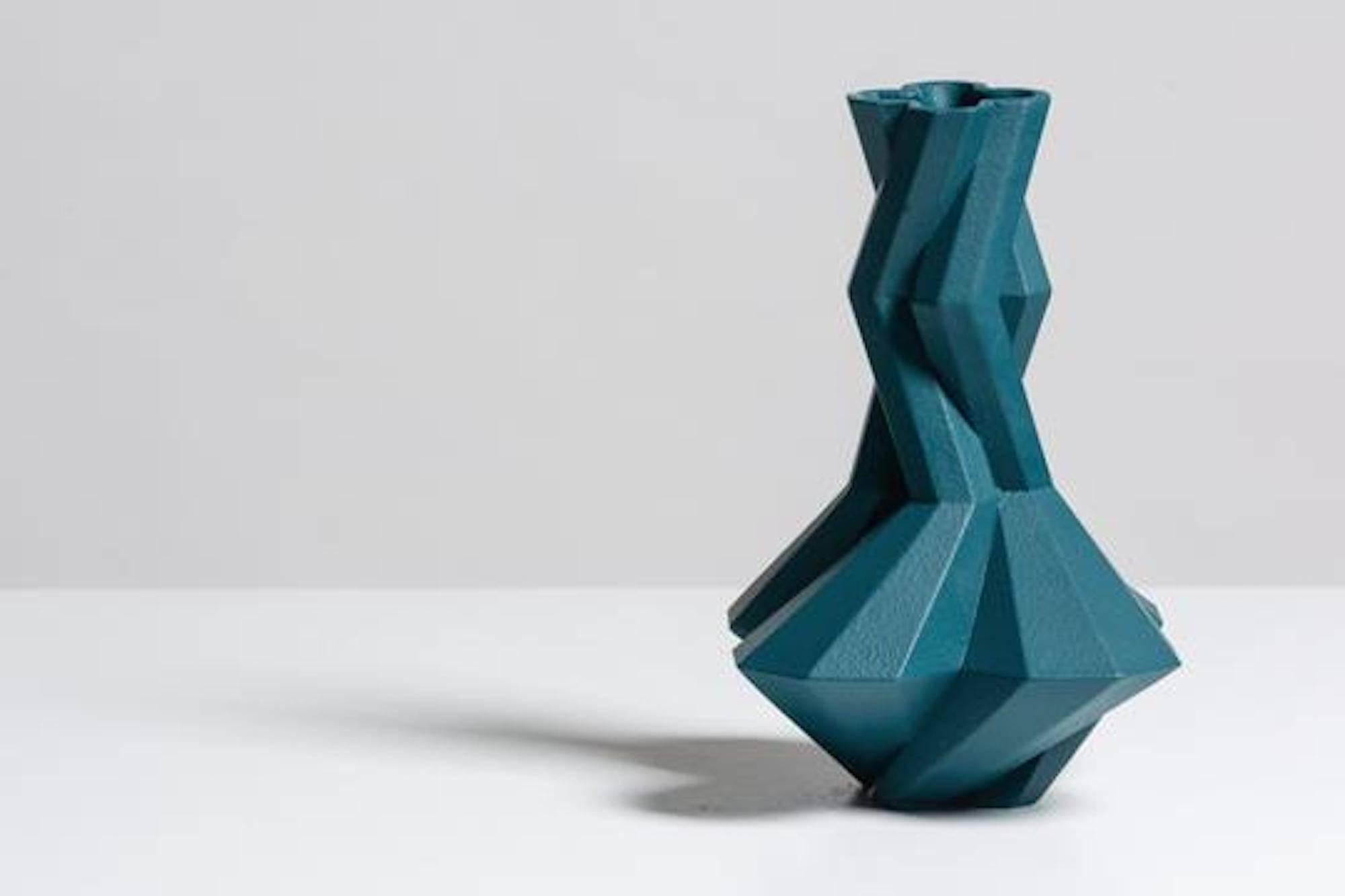 Modern Fortress Cupola Vase in Blue Ceramic by Lara Bohinc