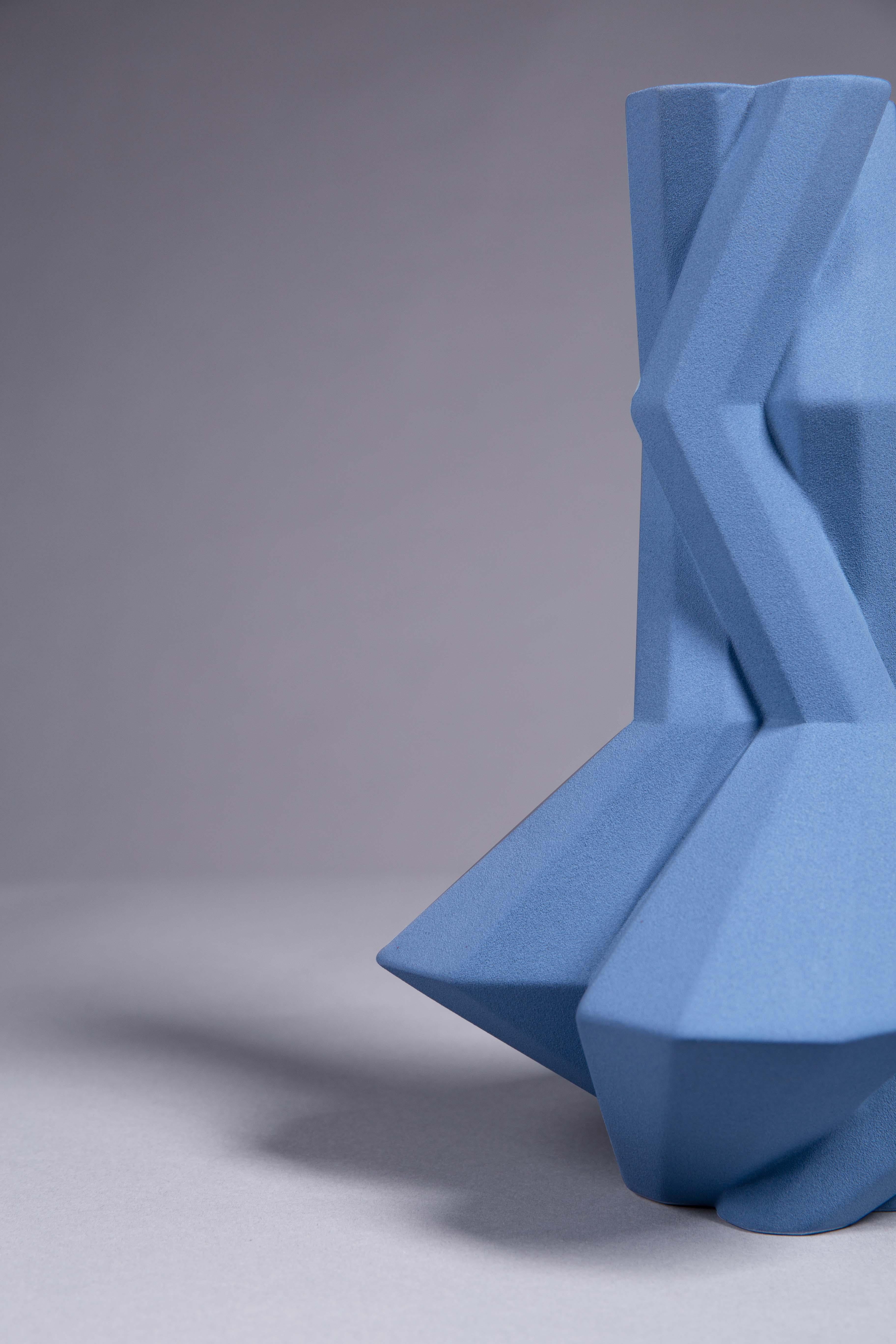Modern Fortress Cupola Vase Blue Ceramic geometric Contemporary, Lara Bohinc, in Stock