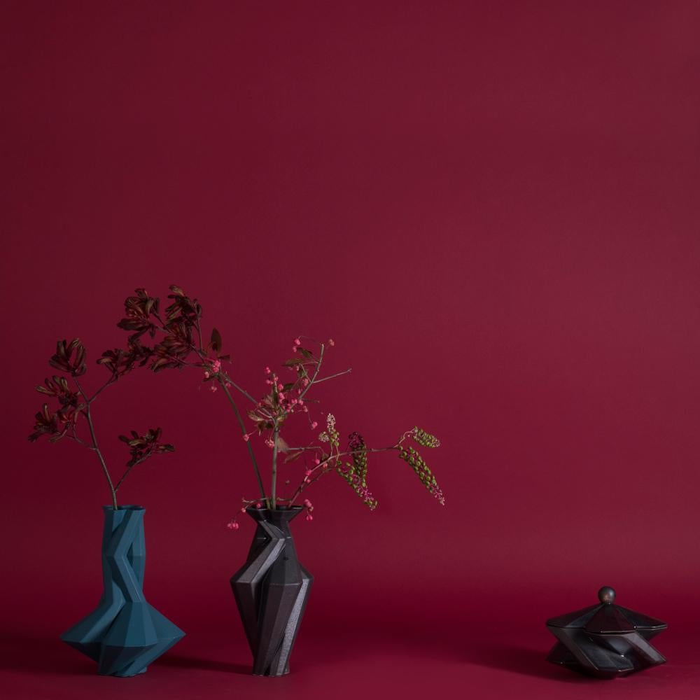 British Fortress Cupola Vase in Blue Ceramic, by Lara Bohinc