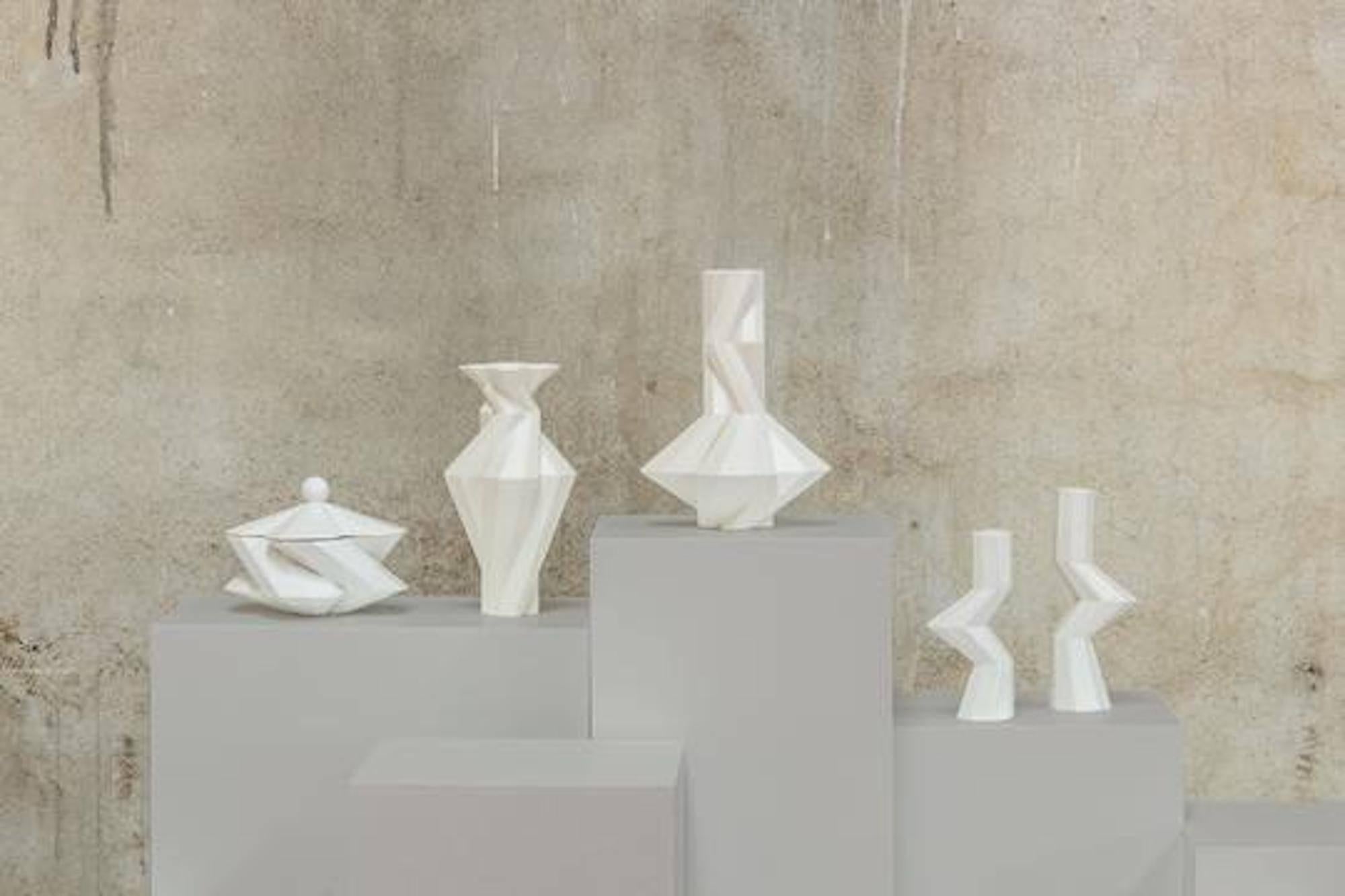 Italian Fortress Cupola Vase in White Ceramic by Lara Bohinc