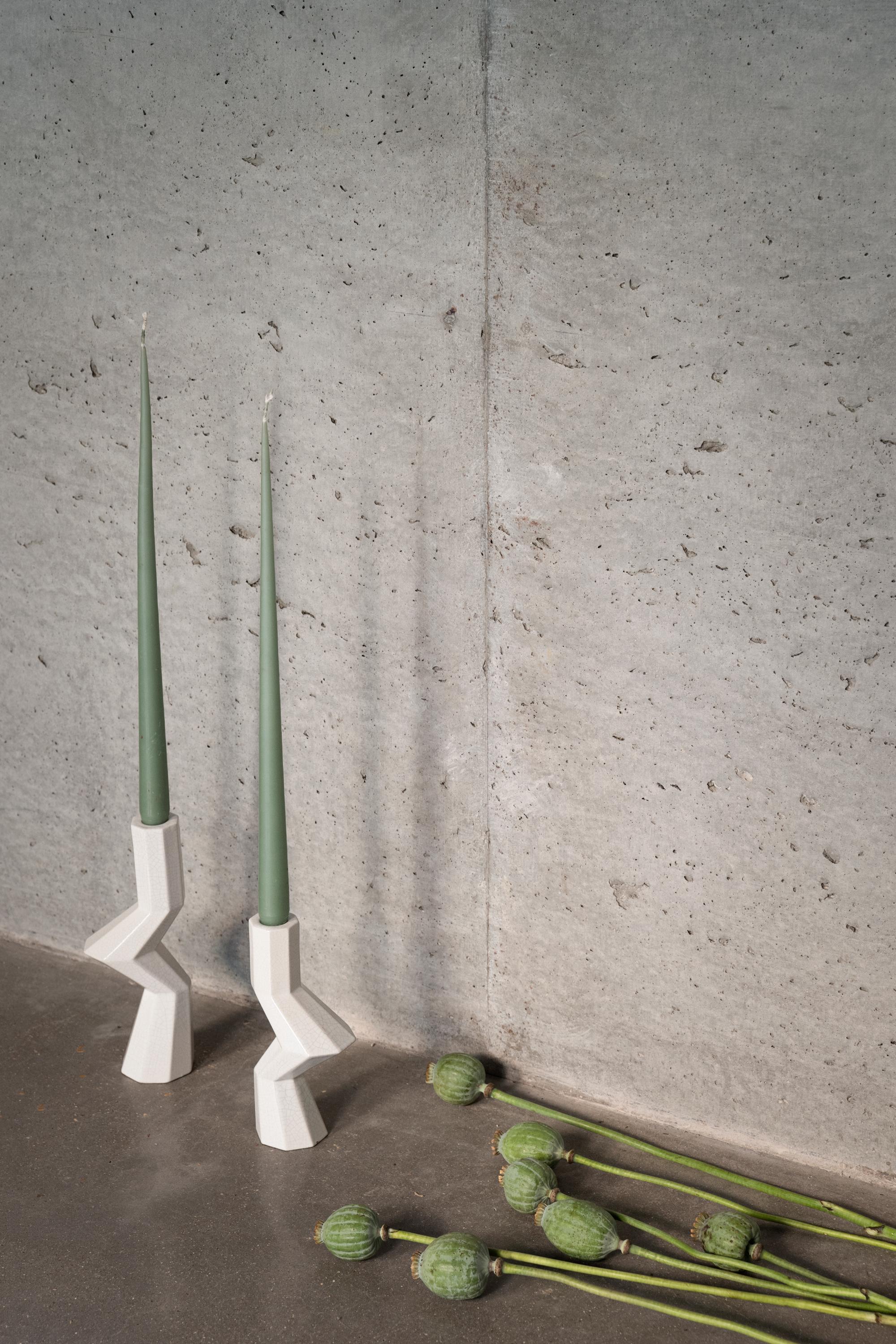 Contemporary Fortress Militia Candlesticks in Iron Ceramic, by Lara Bohinc, In Stock