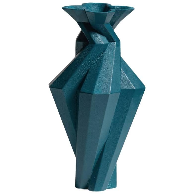 Fortress Spire Vase in Blue Ceramic by Lara Bohinc