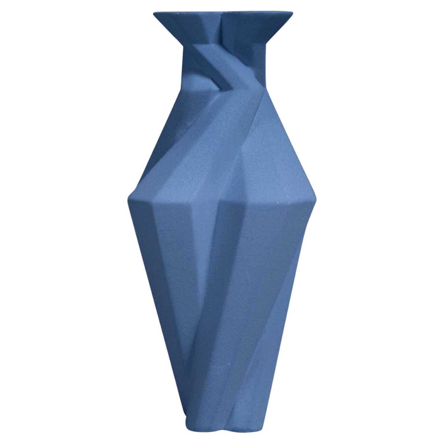 Fortress Spire Vase Blue Ceramic Geometric Contemporary by Lara Bohinc, in Stock