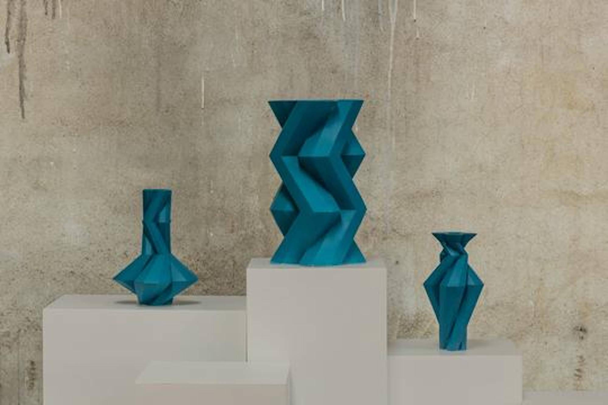 Italian Fortress Tower Vase in Blue by Lara Bohinc