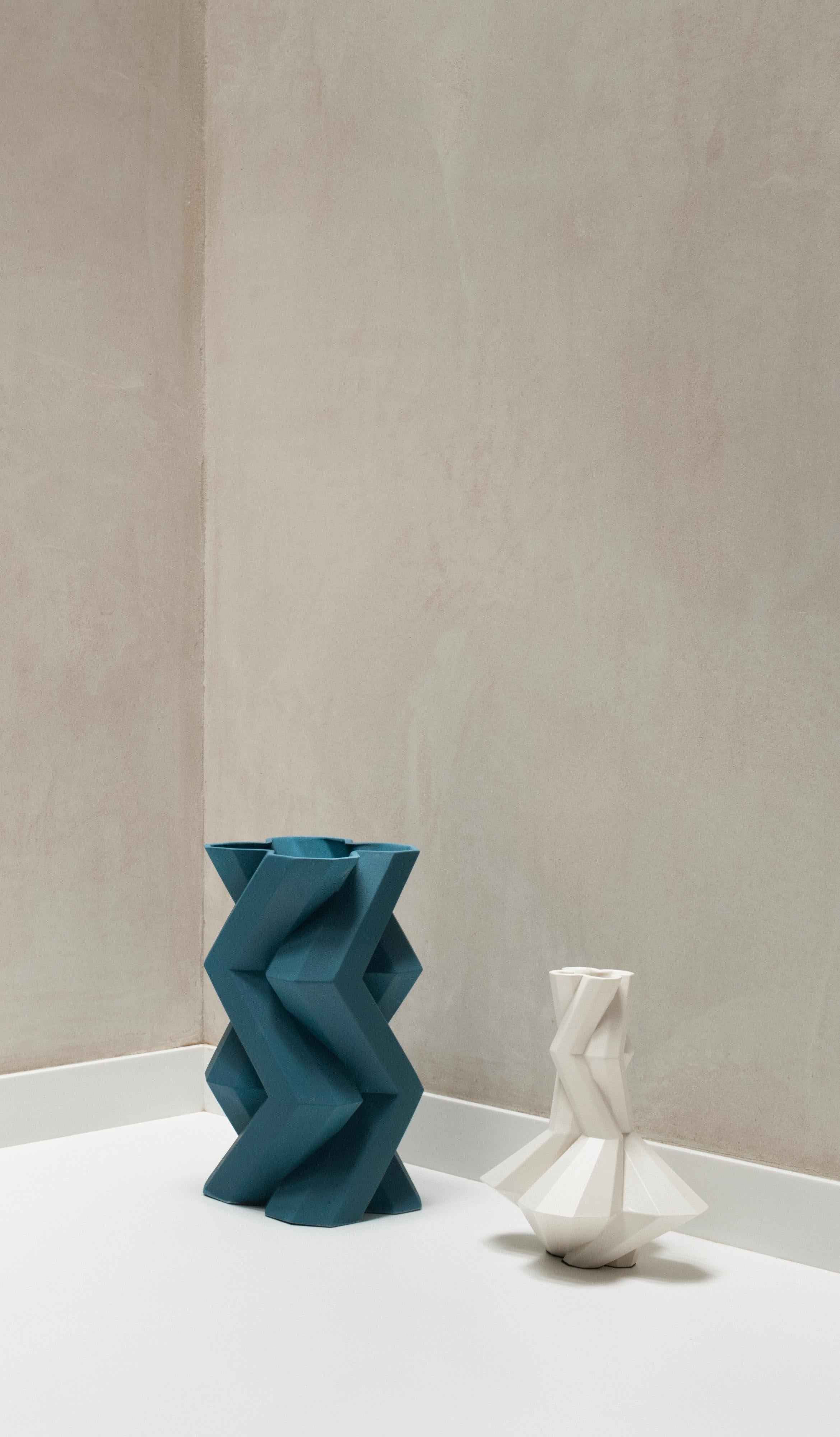 Fortress Tower Vase in Blue Ceramic by Lara Bohinc In New Condition In Holland, AMSTERDAM