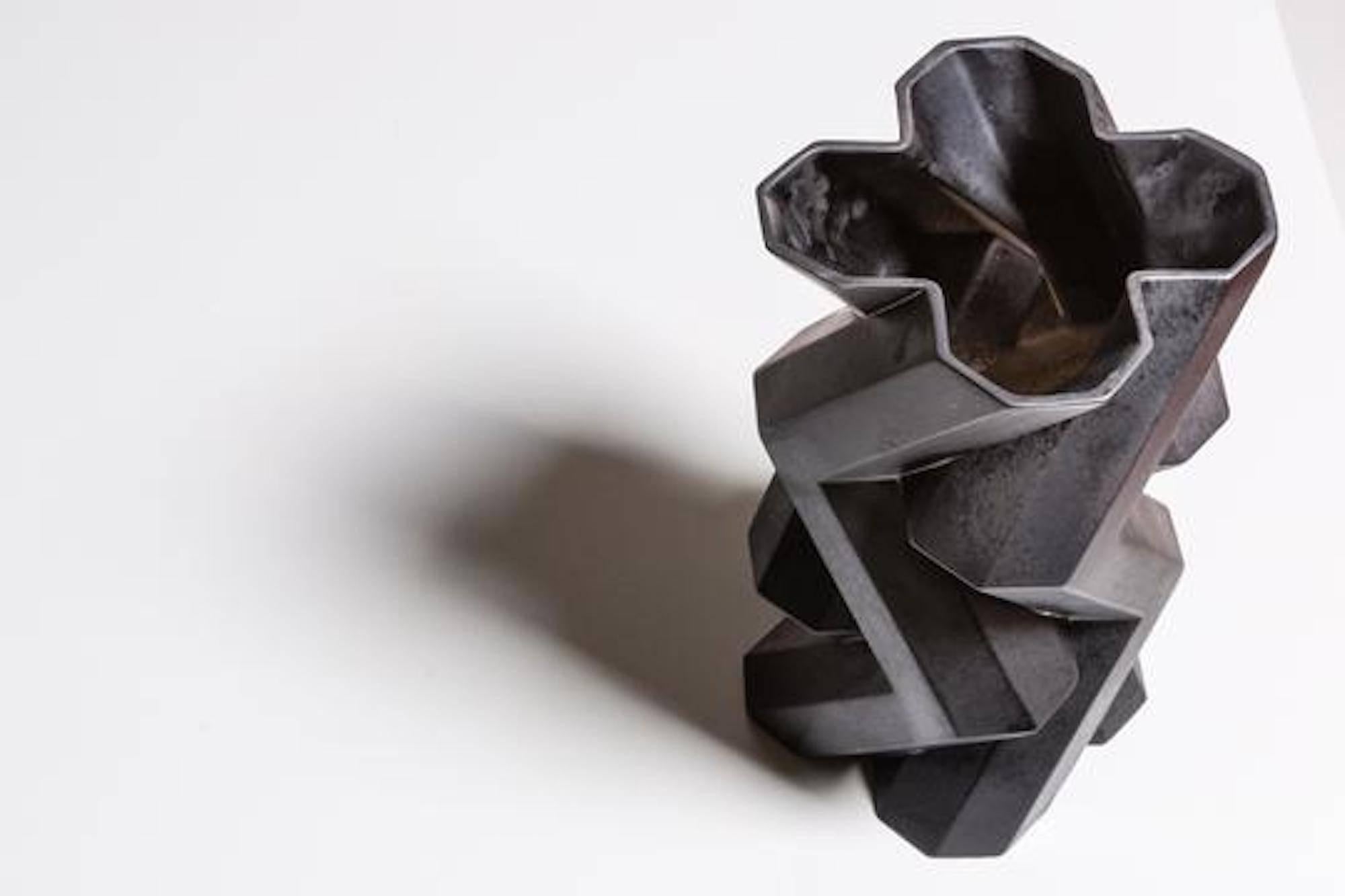 Modern Fortress Tower Vase in Iron by Lara Bohinc