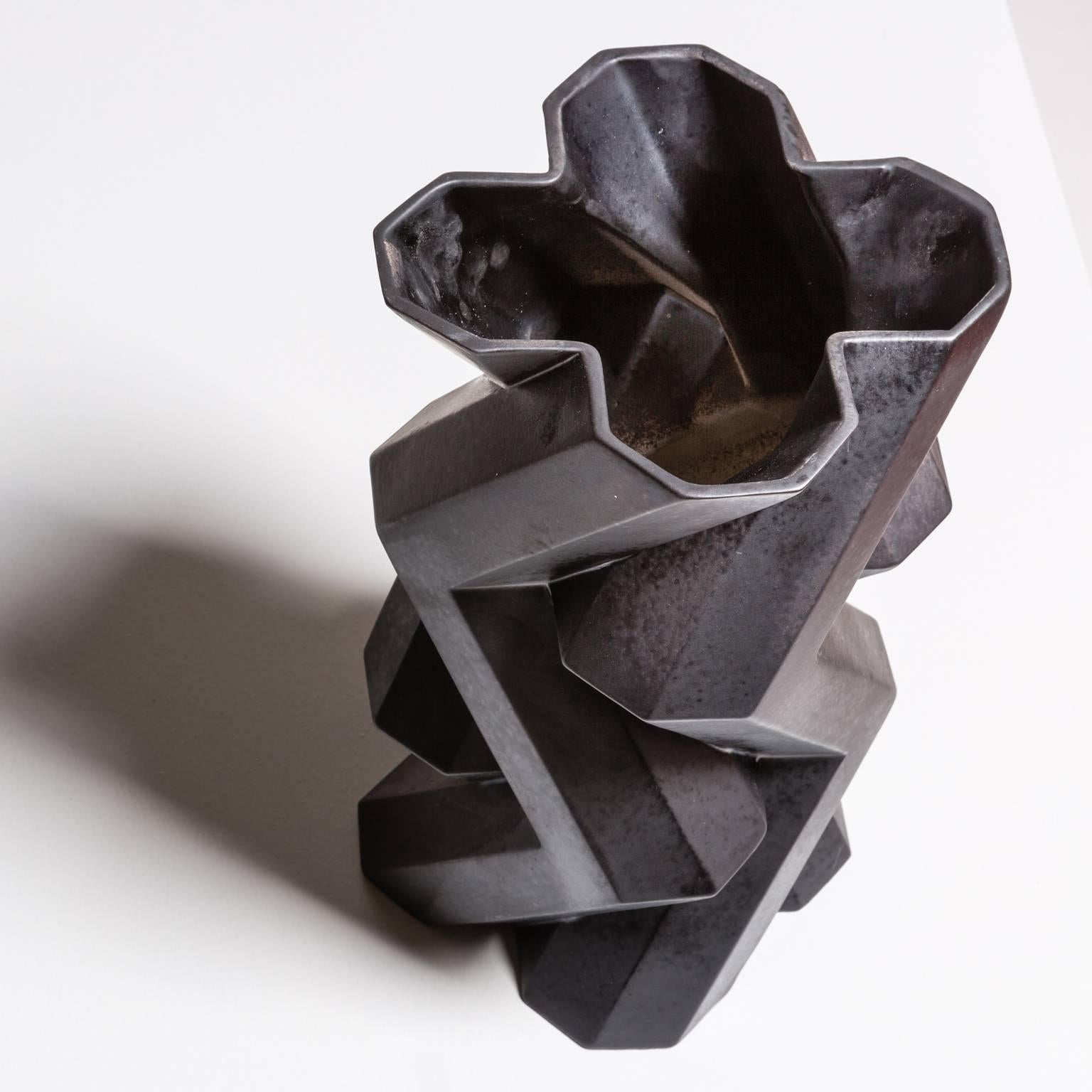 Modern Fortress Tower Vase in Iron Ceramic by Lara Bohinc, in Stock