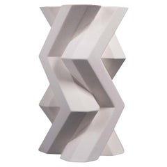 Fortress Tower Vase Geometric Contemporary White Ceramic, Lara Bohinc, in Stock