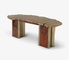 Fortuna Desk in Polished Brass with a Modern Style by Boca do Lobo