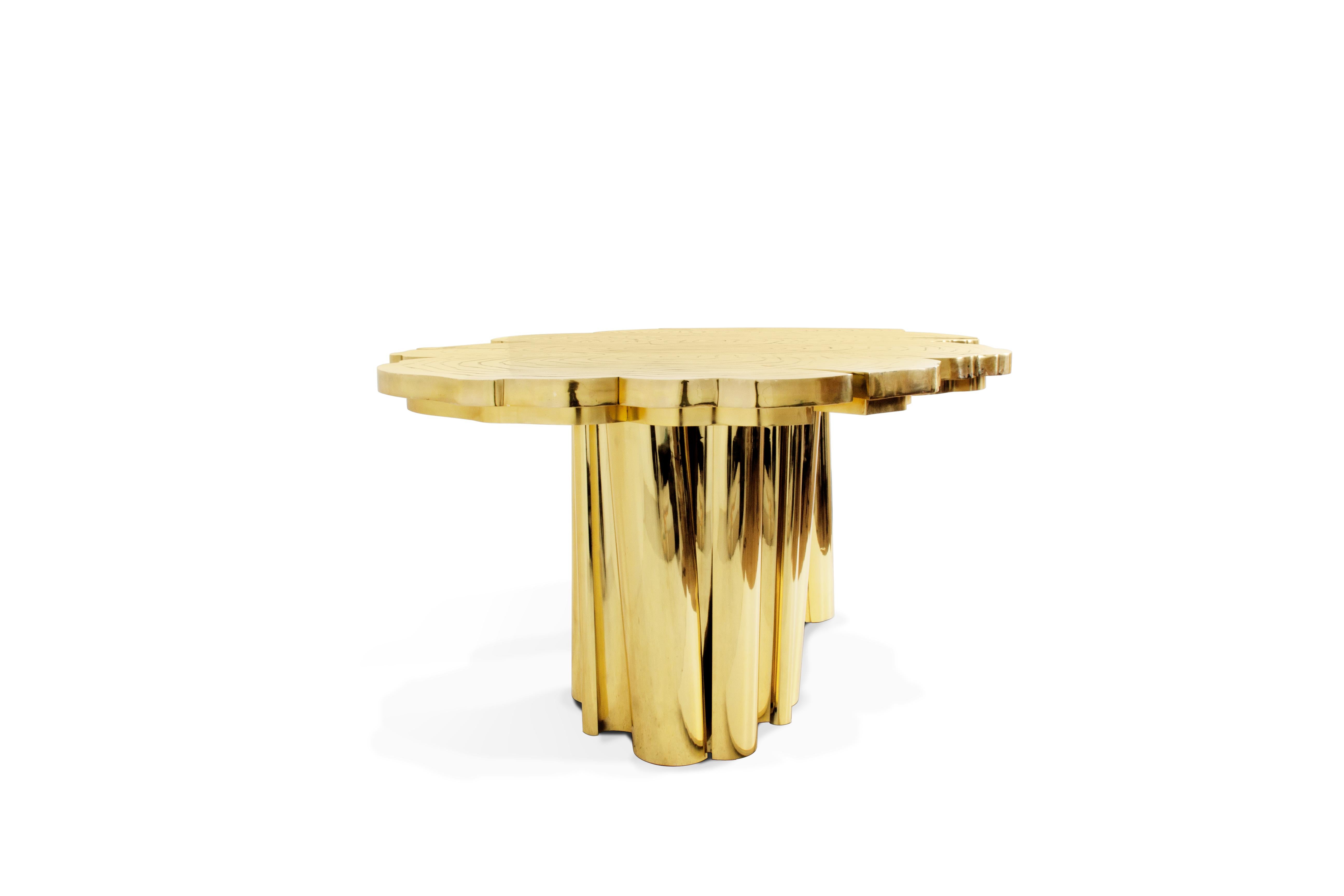 Portugais Table de salle à manger Fortuna  - Fabrication artisanale en laiton plaqué or - Boca do Lobo en vente