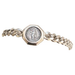 FORTUNA FELICI Roman Coin 2nd Cent. AD Sterling Silver Bracelet