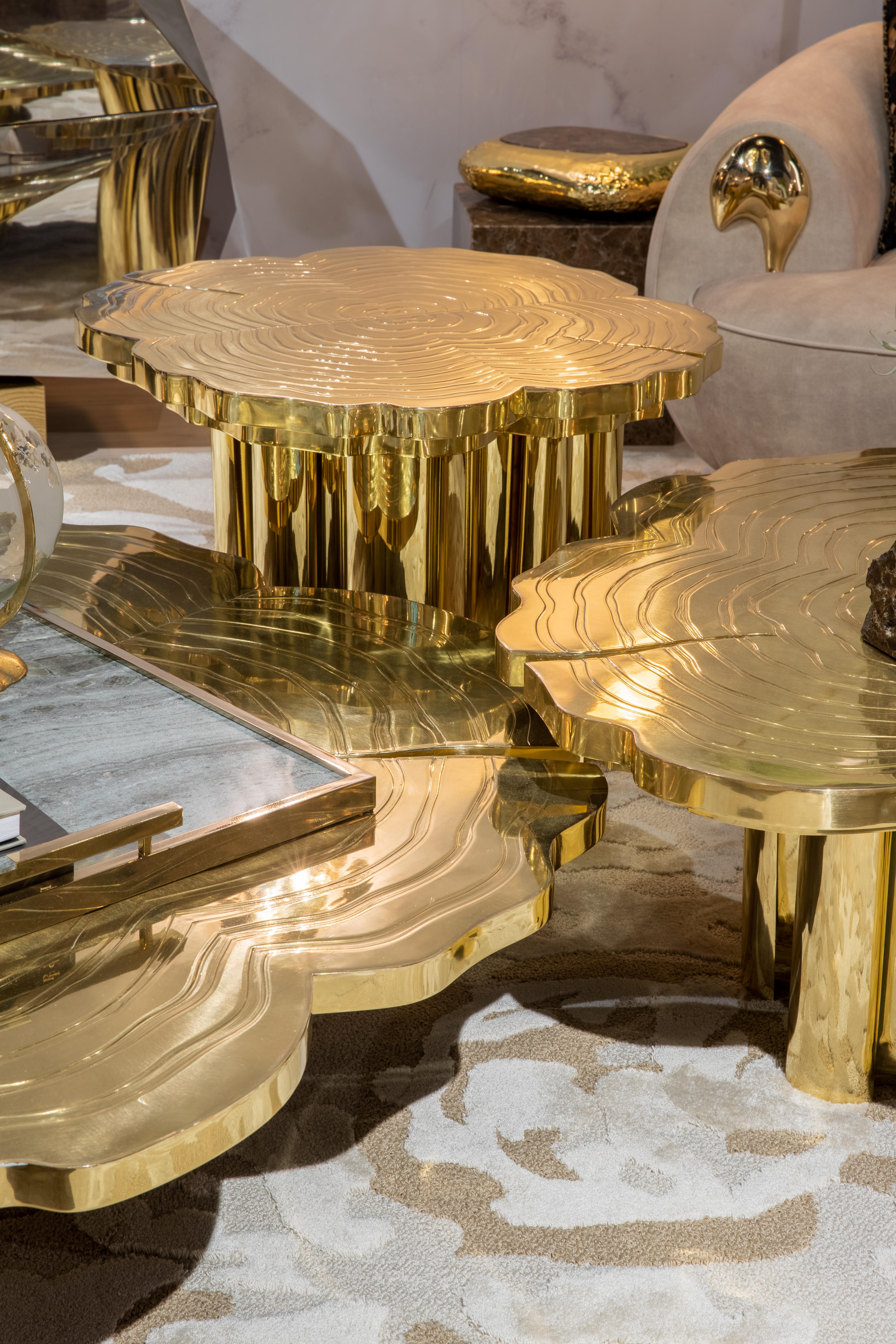 Tavolo da centro Fortuna Gold - Ottone placcato oro lavorato a mano - Boca Do Lobo in vendita 10
