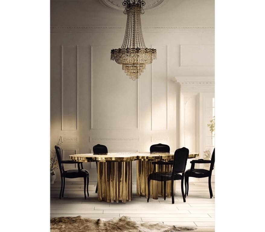 Fortuna Dining Table 8 Seats in Polished Brass by Boca do Lobo For Sale 1