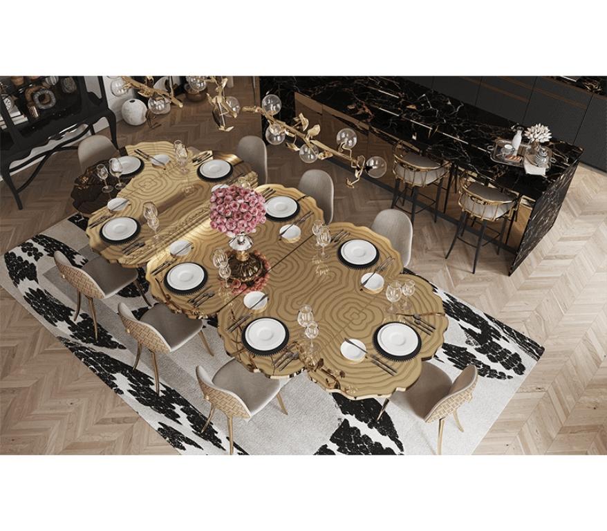 Fortuna Dining Table 8 Seats in Polished Brass by Boca do Lobo In New Condition For Sale In New York, NY