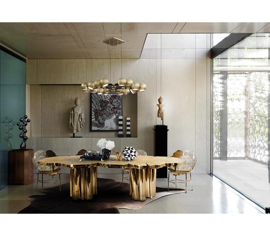 Contemporary Fortuna Dining Table 8 Seats in Polished Brass by Boca do Lobo For Sale