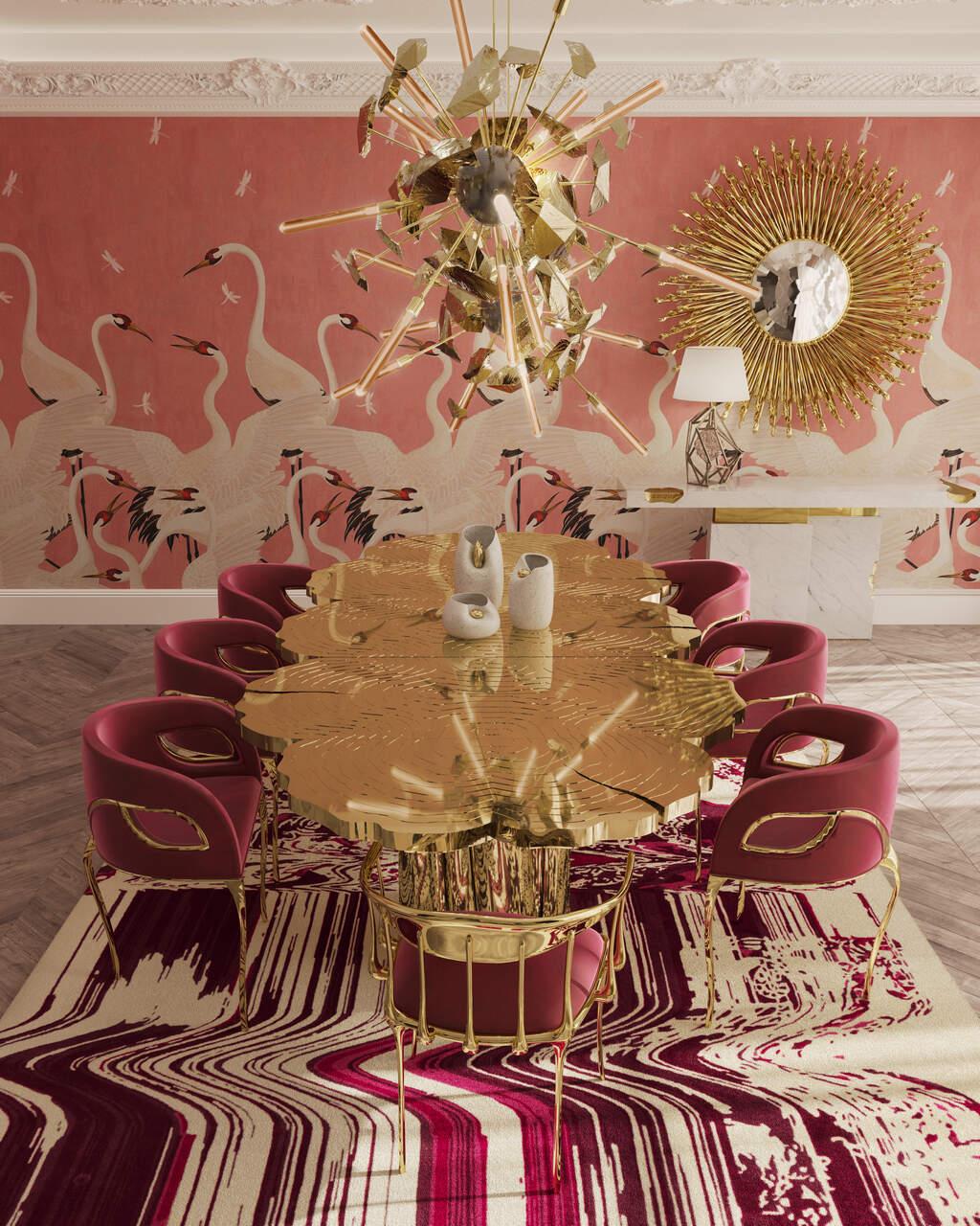 Table de salle à manger Fortuna  - Fabrication artisanale en laiton plaqué or - Boca do Lobo en vente 4