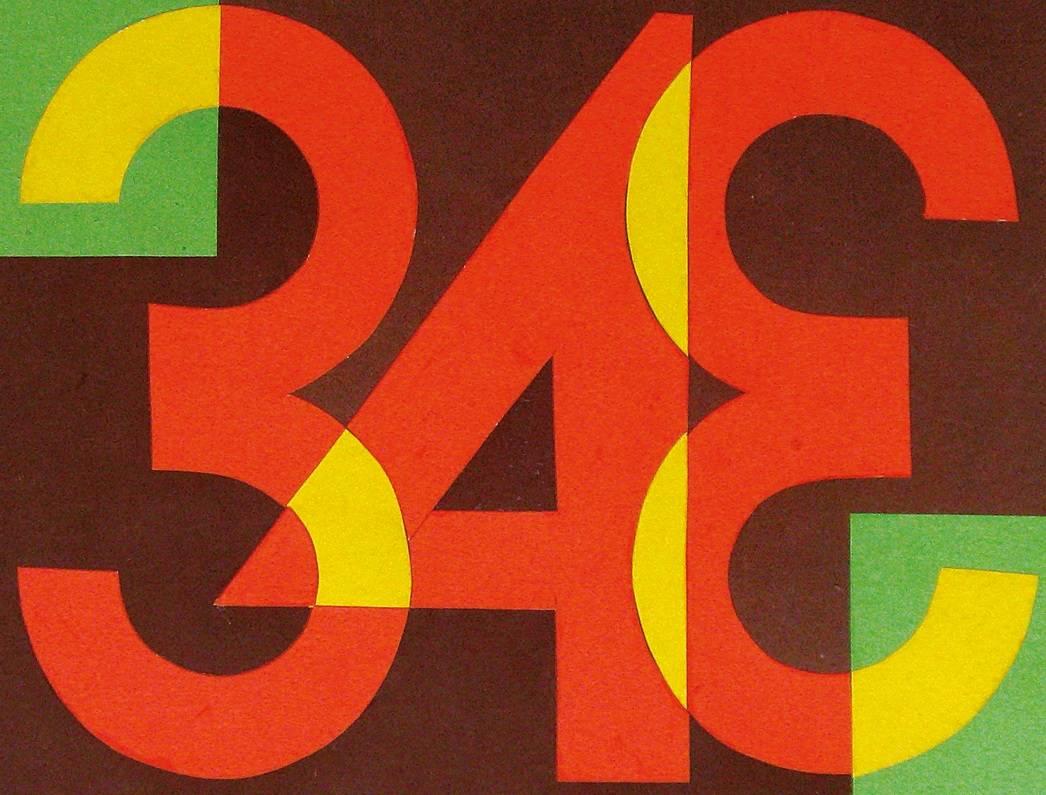 Numbers 3 and 4 Depero 1926 cca
(studio for a pillow)
collage of coloured clothes
cm 26 x 26
Exhibit and Bibliography: SCUDIERO 1988: n° 150 pag. 116; FOLGARIA 2008: pag. 108; ROVERETO 2015: pag. 35; SAN PAOLO 2016: pag. 29; LIMA 2016: pag. 29.

On