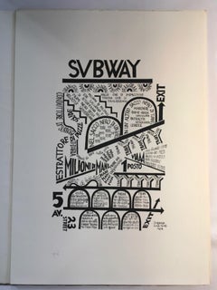 1974 Italy Fortunato Depero Subway Black and White Numbered Print on Paper