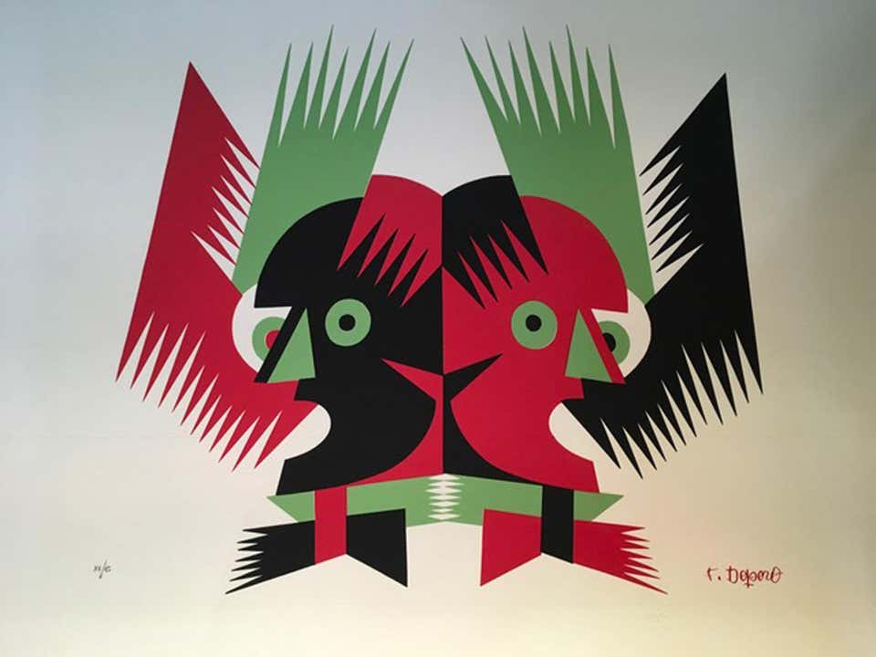 Italy 1974 Post-Modern Abstract Print Fortunato Depero The Twins