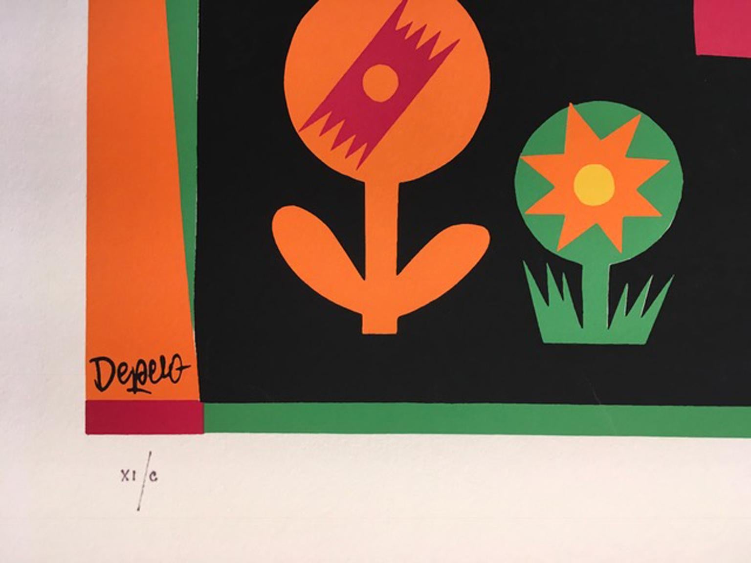 This Fortunato Depero wonderful serigraphy is a multiple of 250 printed with the authorization of Museum of Depero in Rovereto (Italy). This is the number XI (eleven)
The title is: Little Red Riding Hood
Fortunato depero was a Master of the Italian