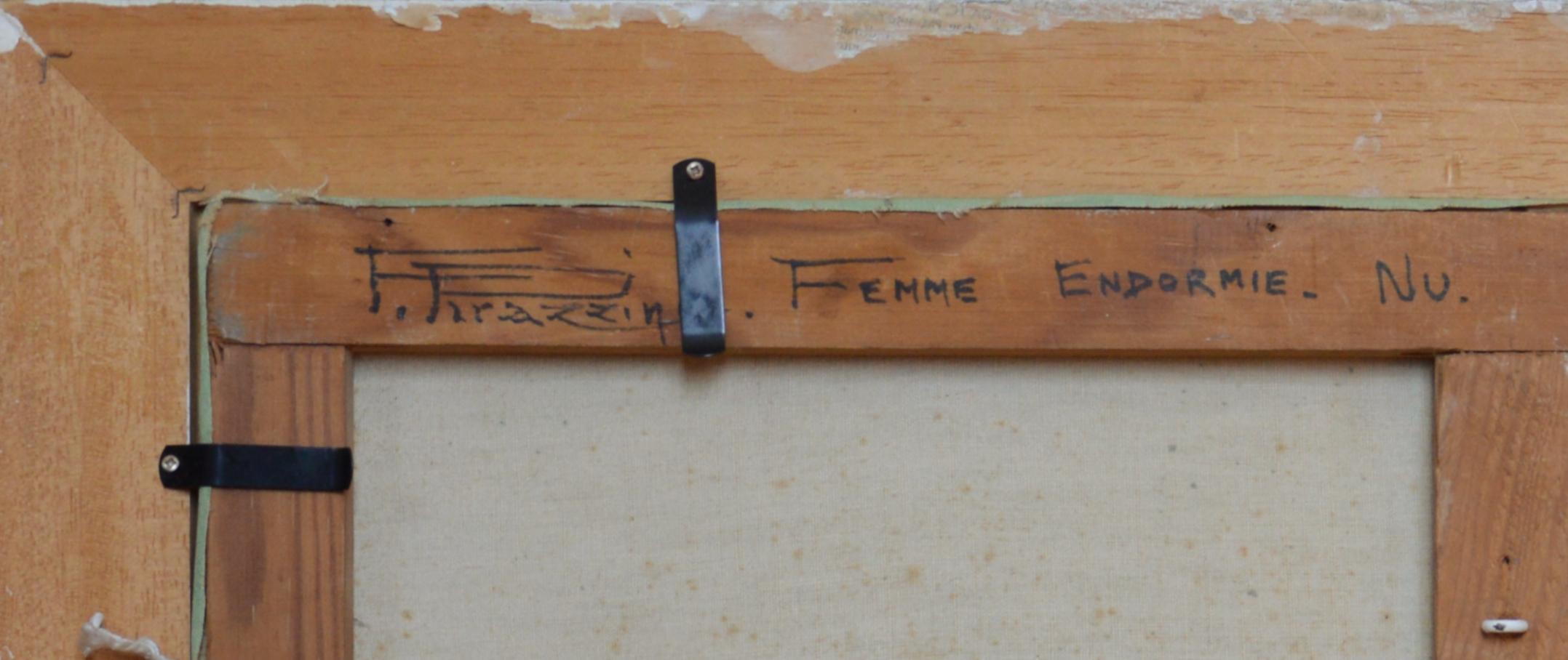 Escuela de París, Mujer dormida, Desnudo, Óleo sobre lienzo en venta 5