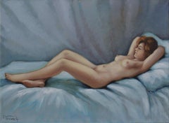 School of Paris, Sleeping Woman, Nude, Oil on Canvas