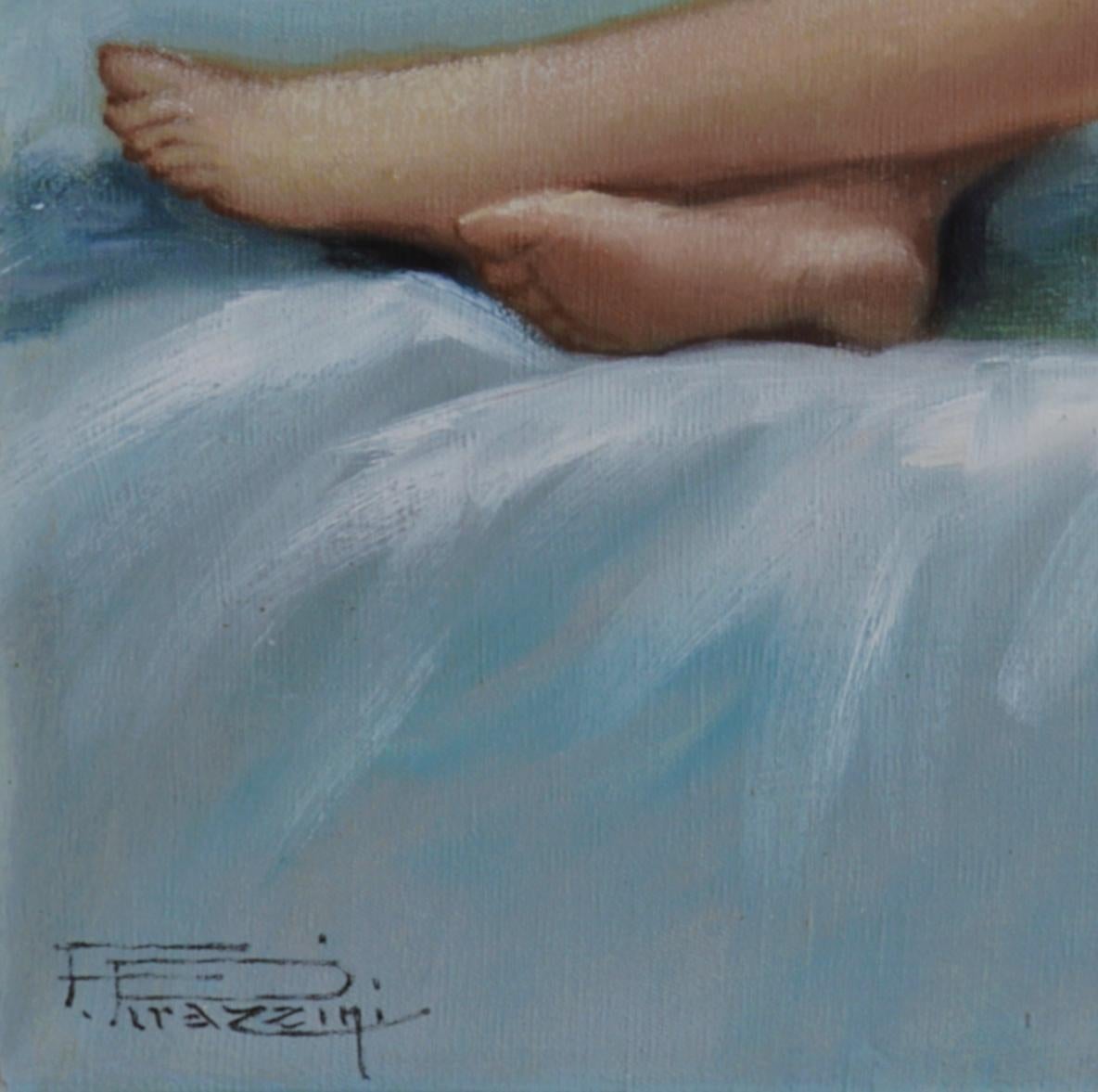 Escuela de París, Mujer dormida, Desnudo, Óleo sobre lienzo - Painting Moderno de Fortunato Pirazzini