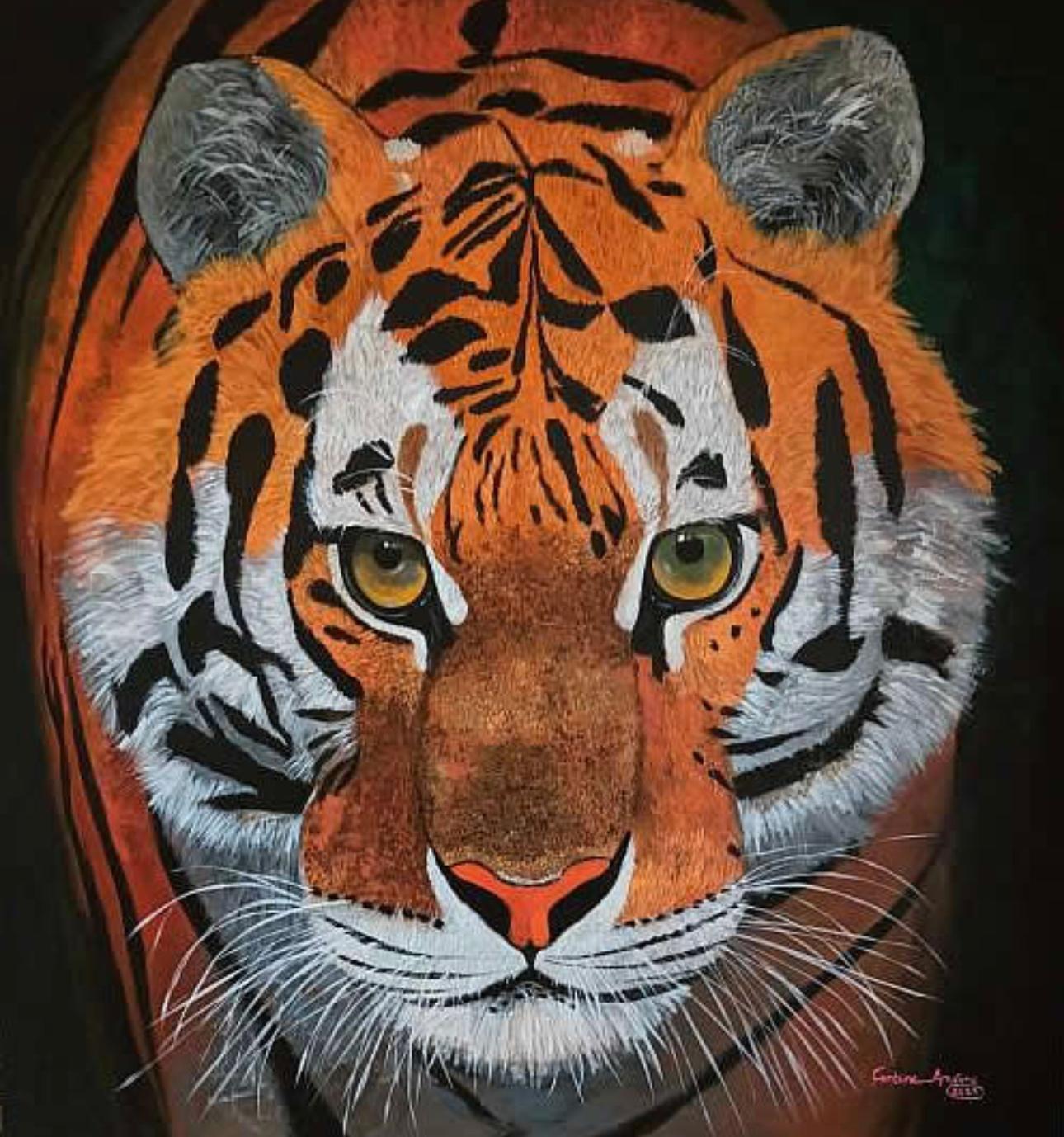 FORTUNE ANUFORO Animal Painting - Tiger