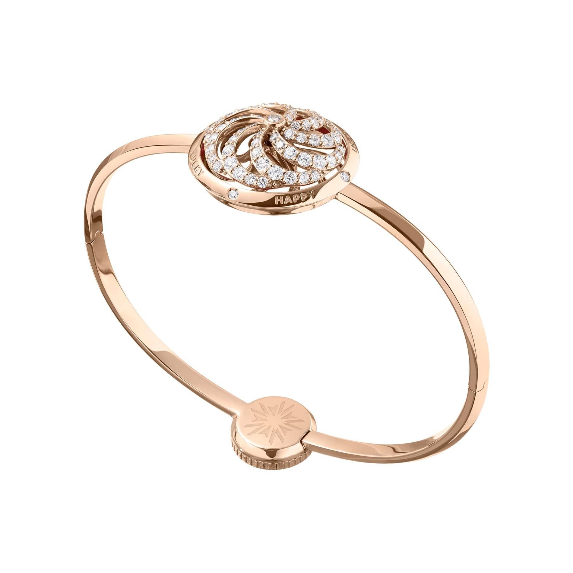 Contemporary Fortune Kinetic Bracelet in Rose Gold with White Diamonds For Sale