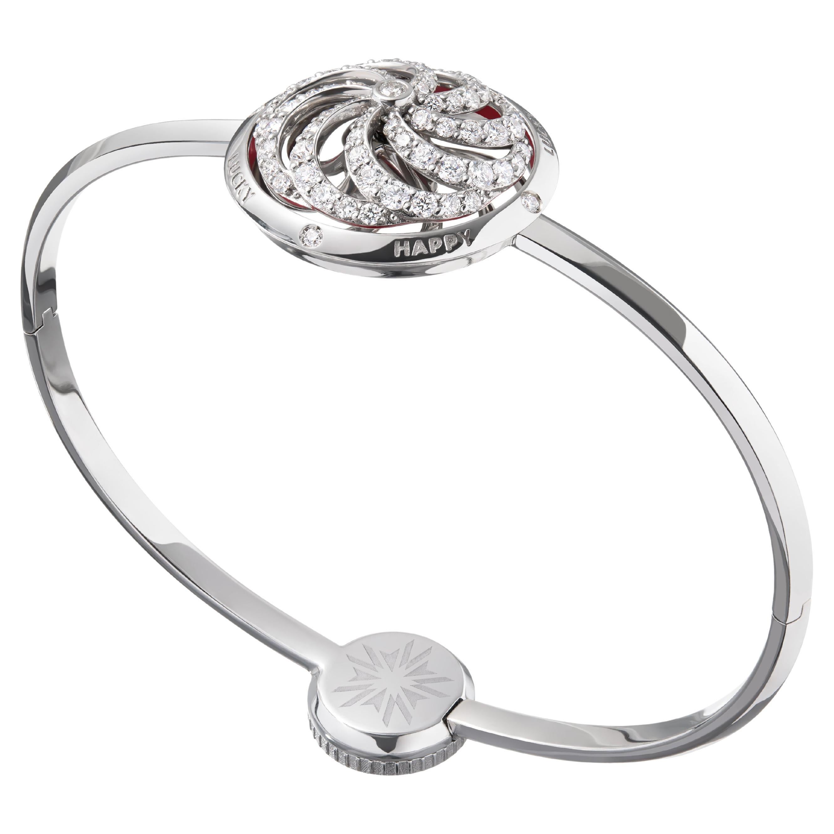 Bracelet cinétique Fortune en or blanc avec diamants blancs en vente