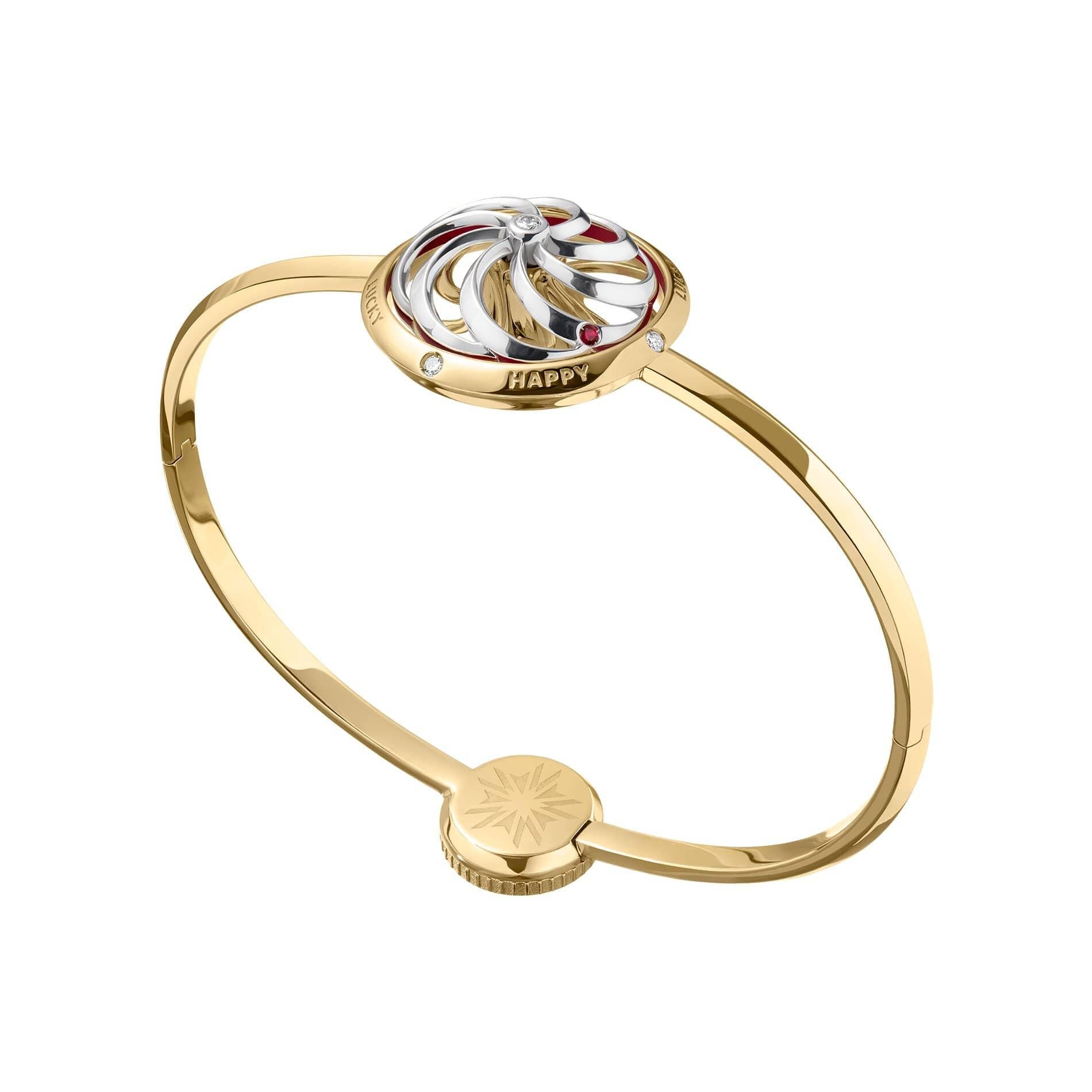 Contemporary Fortune Kinetic Bracelet in White & Yellow Gold For Sale