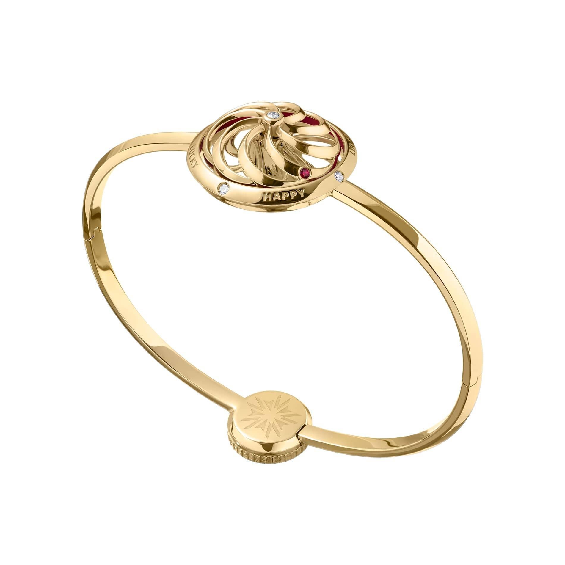Round Cut Fortune Kinetic Bracelet in Yellow Gold For Sale
