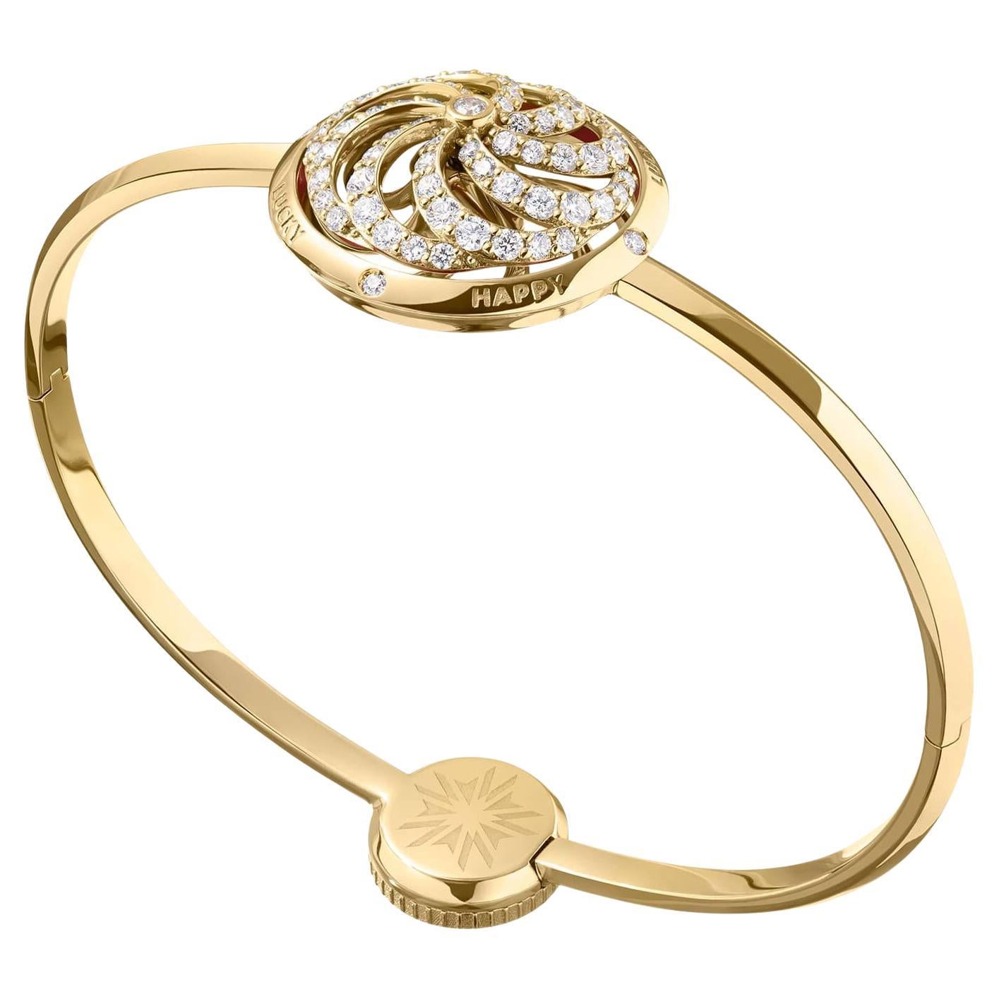 Fortune Kinetisches Fortune-Armband aus Gelbgold mit weißen Diamanten