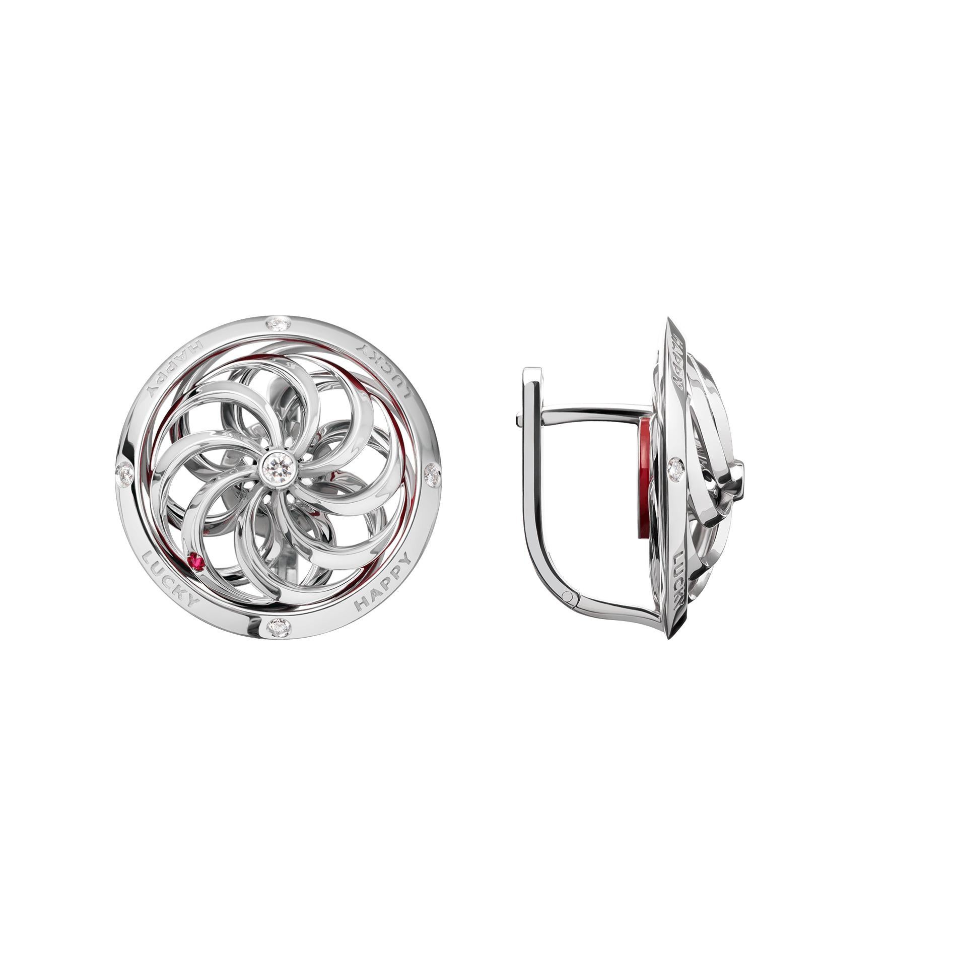 Make your own luck with our Fortune kinetic earrings. These sophisticated 18ct white gold Fortune kinetic earrings offers a playful take on the Wheel of Fortune, a symbol the world over for the euphoria that one stroke of luck can have… if you’re