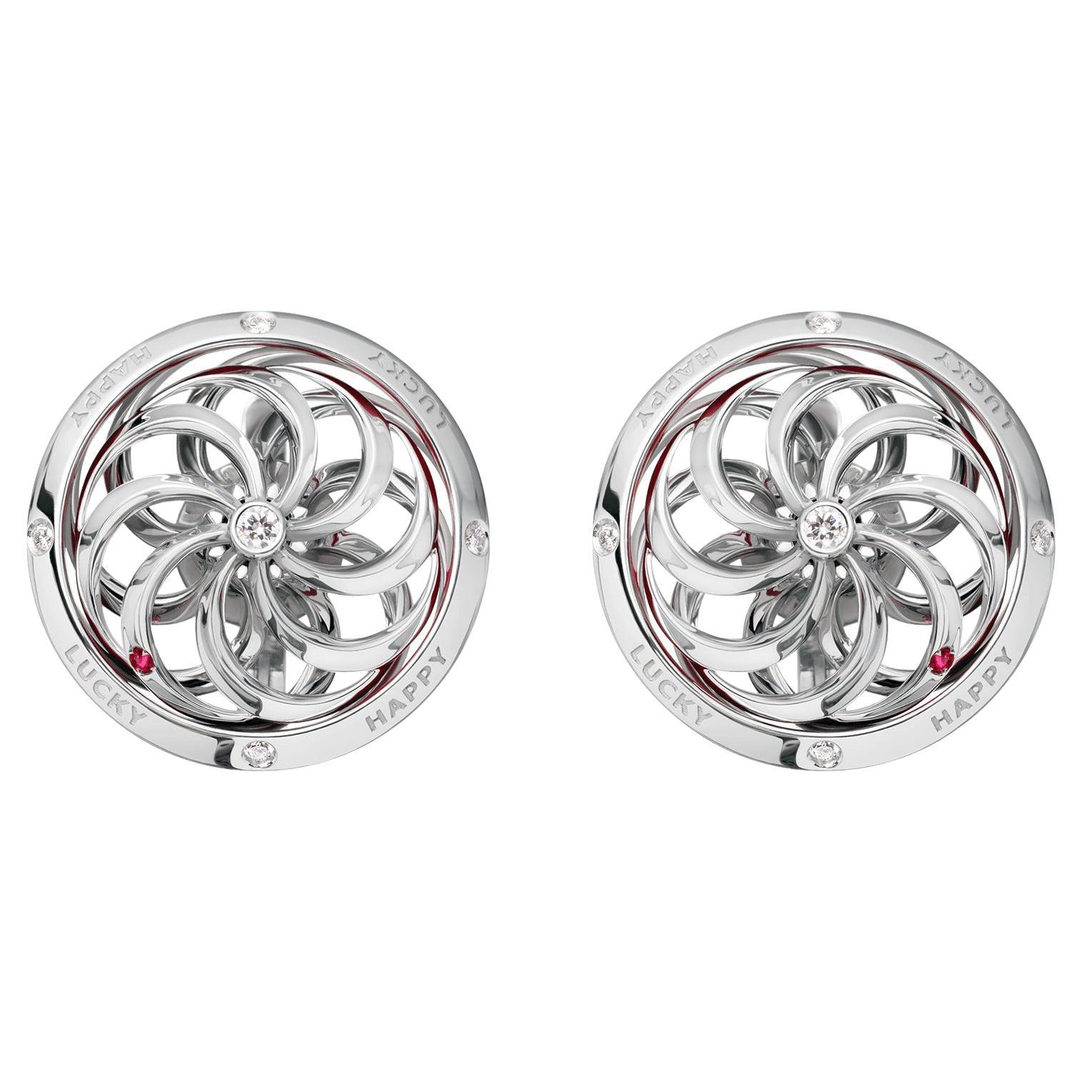 Fortune Kinetic Earrings in White Gold