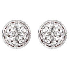 Boucles d'oreilles cinétiques Fortune en or blanc avec diamants blancs