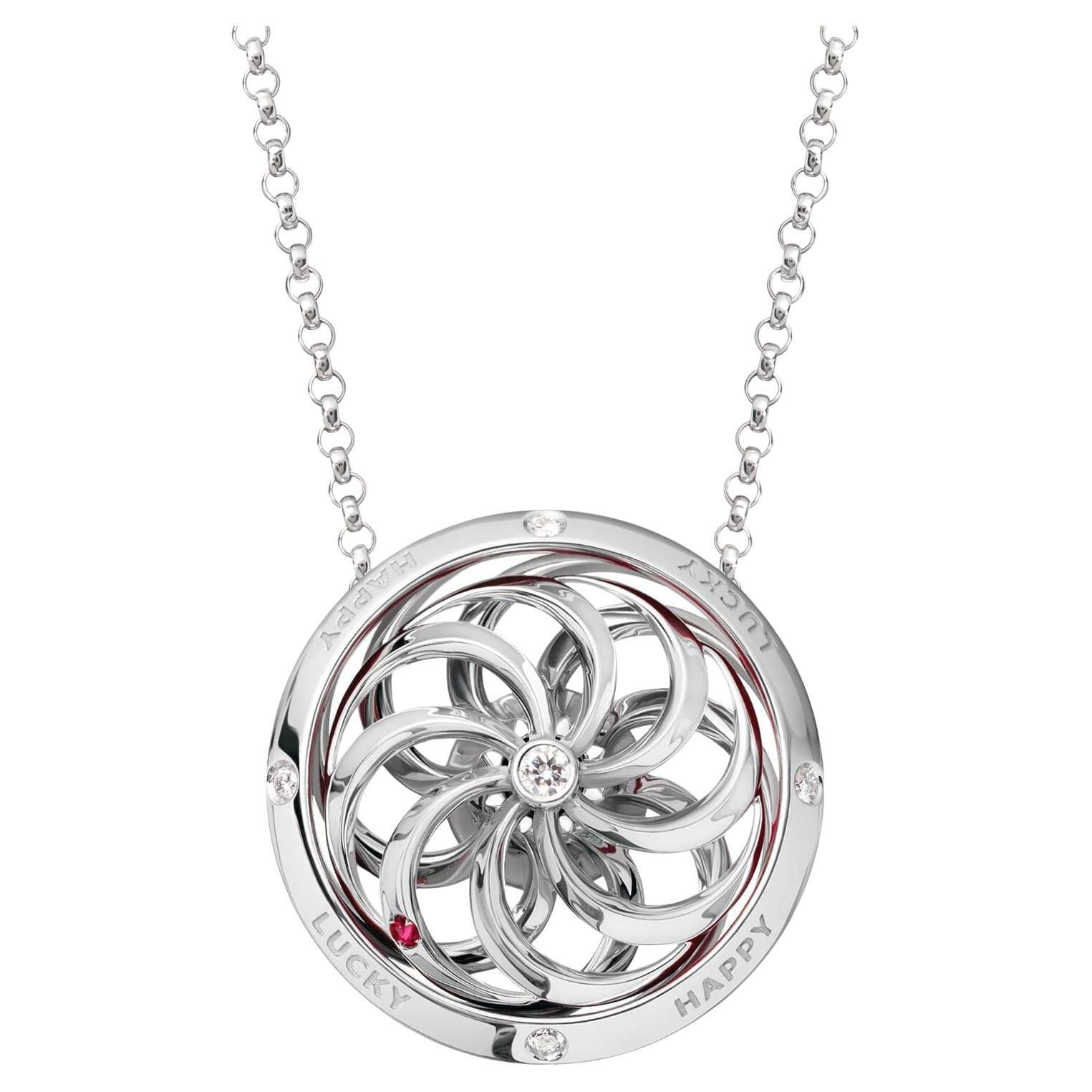 Fortune Kinetic Pendant in White Gold