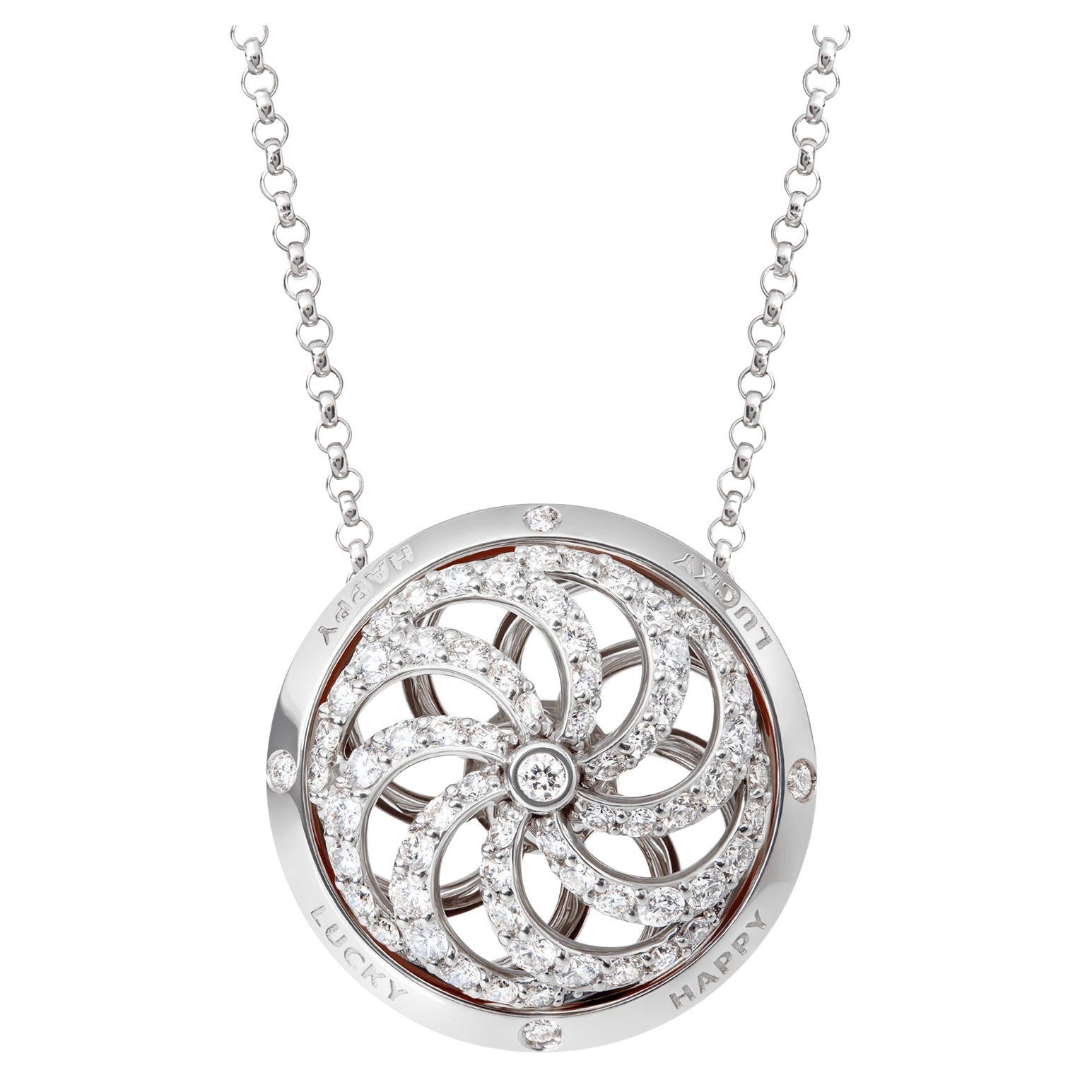 Fortune Kinetic Pendant in White Gold with White Diamonds