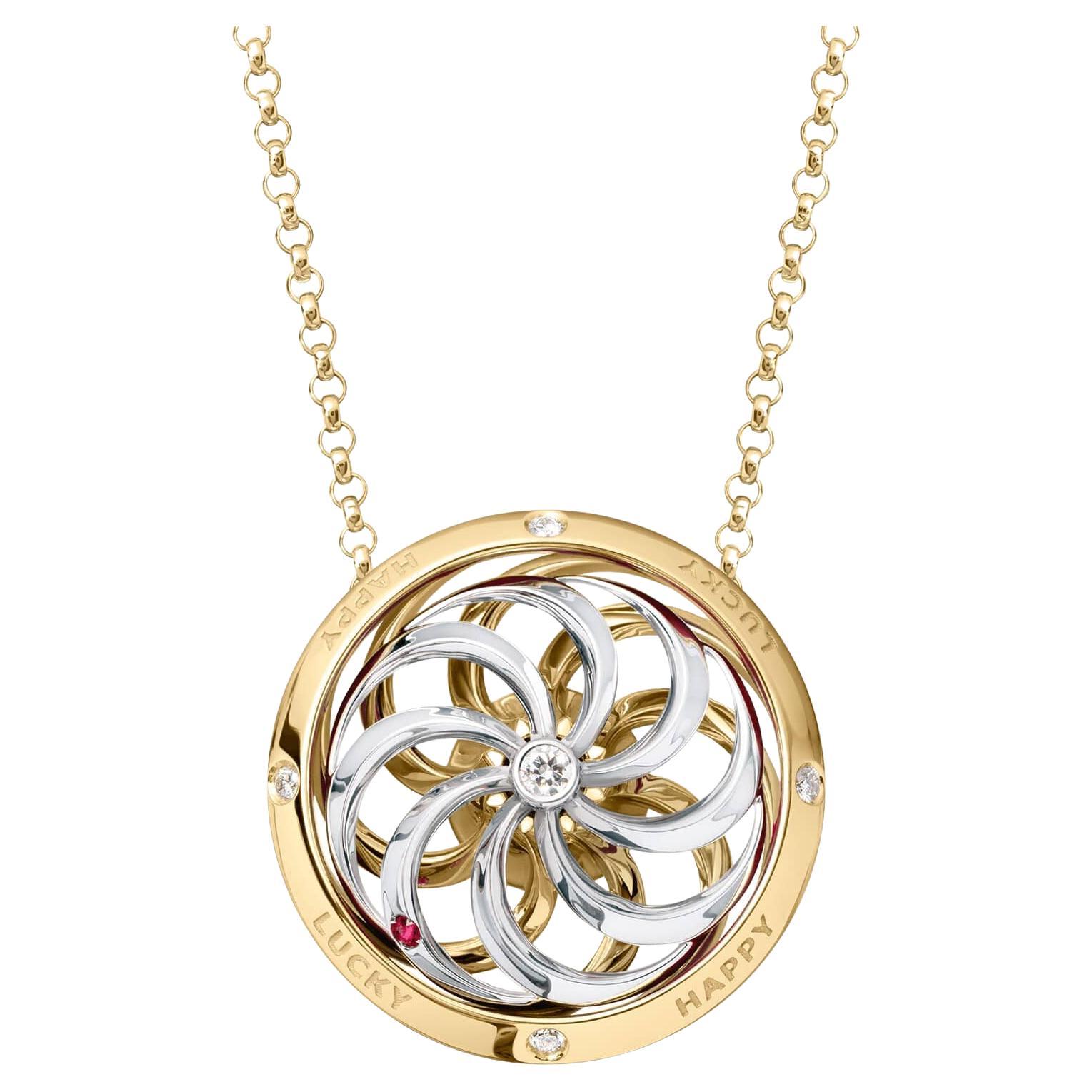 Fortune Kinetic Pendant in White & Yellow Gold