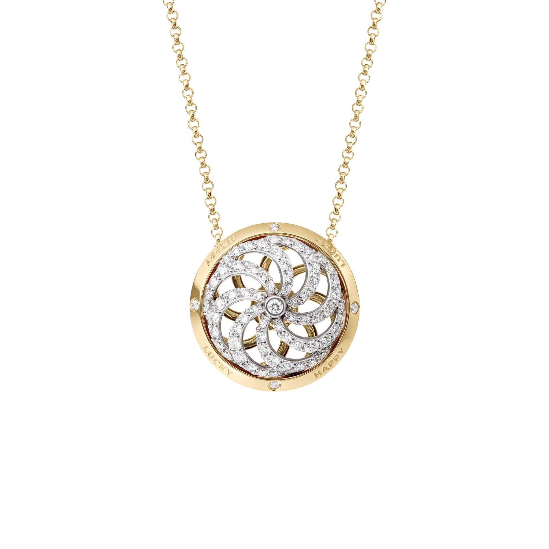 Make your own luck with our Fortune pendant. Our elegant Fortune Kinetic pendant from Fortune collection handcrafted in white & yellow gold and precisely embelished with white diamonds. Be amazed as our signature kinetic mechanism lends it an air of