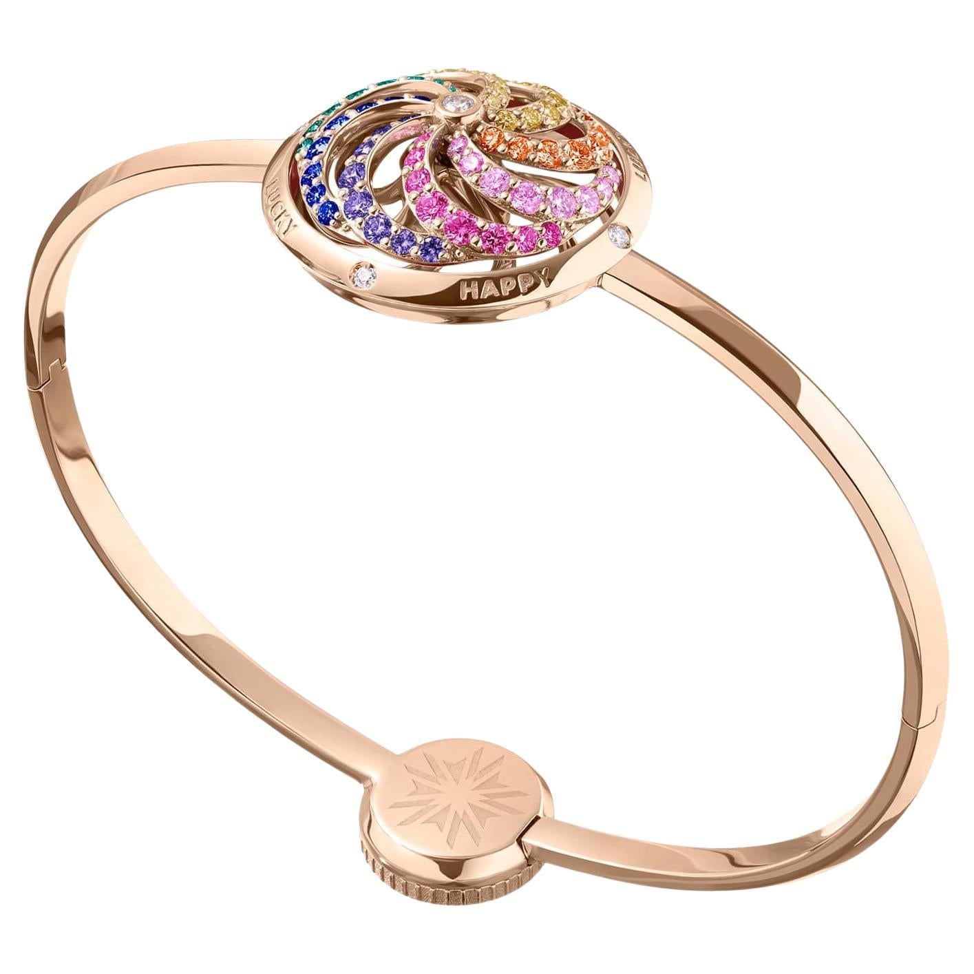 Fortune Kinetisches Regenbogen-Armband aus Roségold mit weißen Diamanten und Edelsteinen