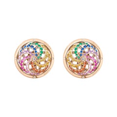 Fortune Kinetic Rainbow Earrings in Rose Gold with White Gold & Precious Stones