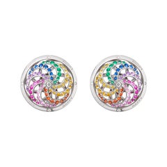 Fortune Kinetic Rainbow Earrings in White Gold with White Diamonds & Precious St
