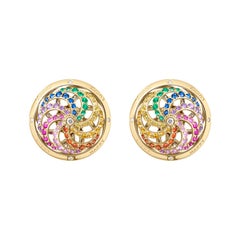 Fortune Kinetic Rainbow Earrings in Yellow Gold with White Diamonds & Precious S