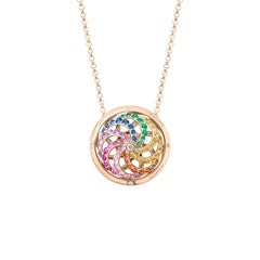 Fortune Kinetic Rainbow Pendant in Rose Gold with White Diamonds & Precious St