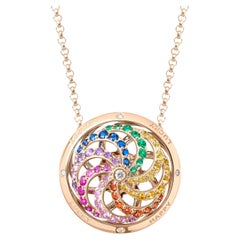 Fortune Kinetic Rainbow Pendant in Rose Gold with White Diamonds & Precious St