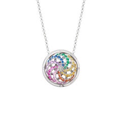 Fortune Kinetic Rainbow Pendant in White Gold with White Diamonds & Precious St