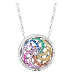 Fortune Kinetic Rainbow Pendant in White Gold with White Diamonds & Precious St