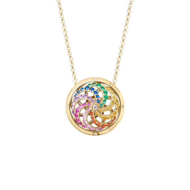 Make your own luck with our Fortune kinetic Rainbow pendant. Our contemporary Fortune Kinetic pendant from Fortune collection handcrafted in rose and precisely embelished with multi-coloured precious stones, adding a modern touch. Be amazed as our