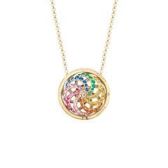 Fortune Kinetic Rainbow Pendant in Yellow Gold with White Diamonds & Precious St
